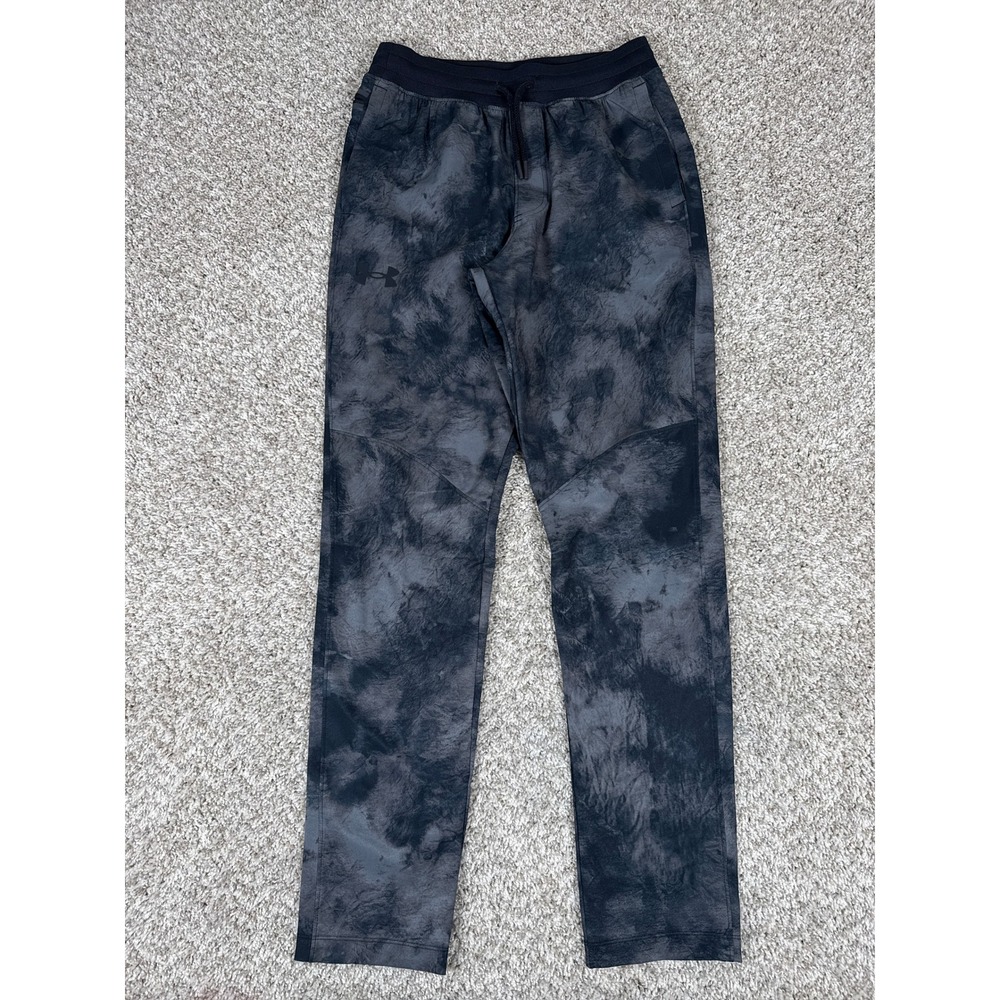 Under Armour Joggers Mens Small Black Grey Stretch Unstoppable Pants 1378951